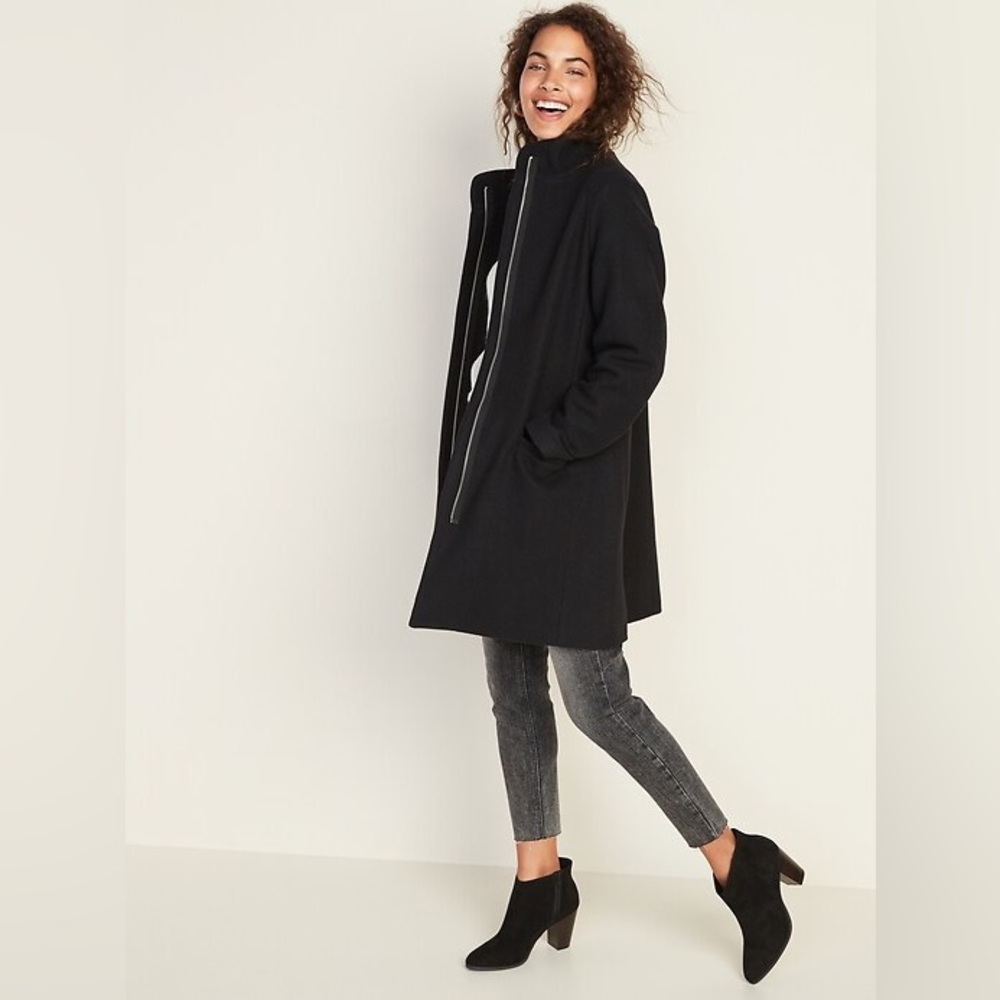Old Navy | Soft-Brushed Funnel-Neck Coat for Women